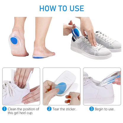 Medical Silicone Heel Protector Insoles – Inserts for Heel Spur Relief, Plantar Fasciitis Pain & Pressure Reduction