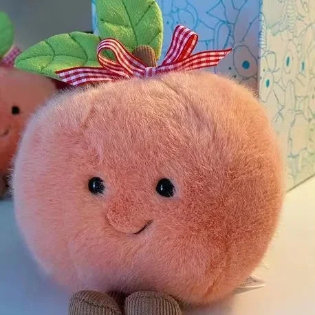 Kawaii Peach with Legs Doll – Smiling Face Fruit Cosplay Cushion, Sofa Decor, Perfect for Kids' Birthday Gifts