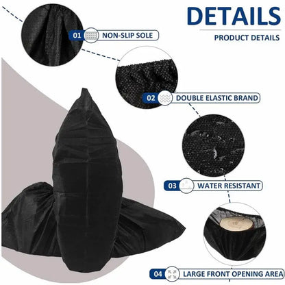 100 Count Disposable Boot & Shoe Covers – Non-Slip Foot Booties for Indoor & Outdoor Use, Home & Workplace Protection