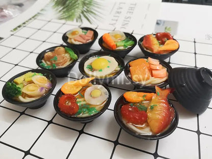 2PCS 1:6 Scale Miniature Japanese Seafood Noodles – Dollhouse Pretend Food for Blythe, Barbie, BJD & 1/6 Dolls Accessories