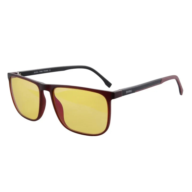 SHINU Blue Light Blocking Glasses – Red Lens Anti-Glare Eyewear for Men to Reduce Eye Strain