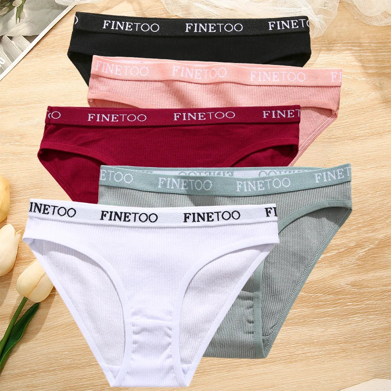 5-Pack Women’s Cotton Panties – Sexy Comfort Briefs with Letter Print & Waistband (M-XXL)