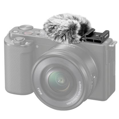 Neewer Cold Shoe Wind Muff – Furry Microphone Windscreen for ZV Series Vlog Cameras with Mount Adapter