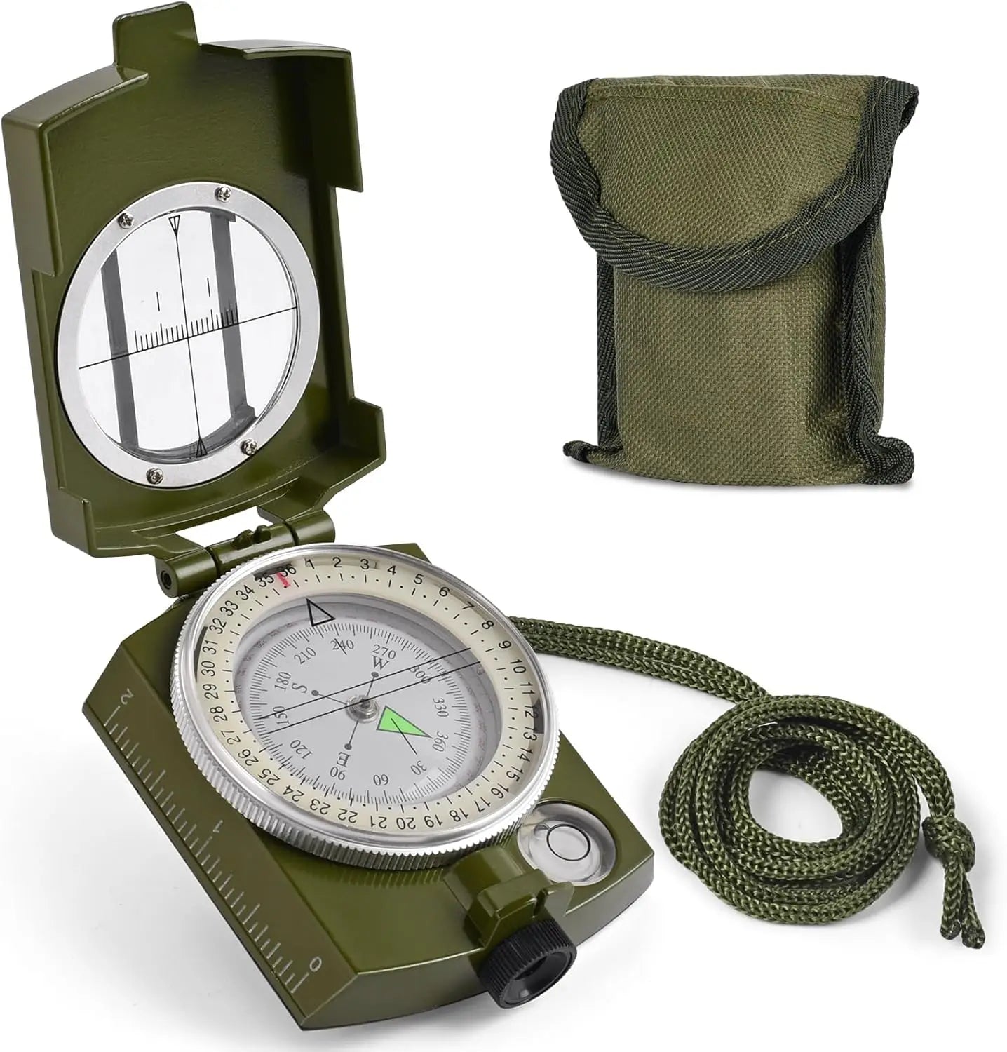Multifunctional High-Precision Military Compass — Waterproof Metal Outdoor Survival Camping Compass with Fluorescent & Geological Features