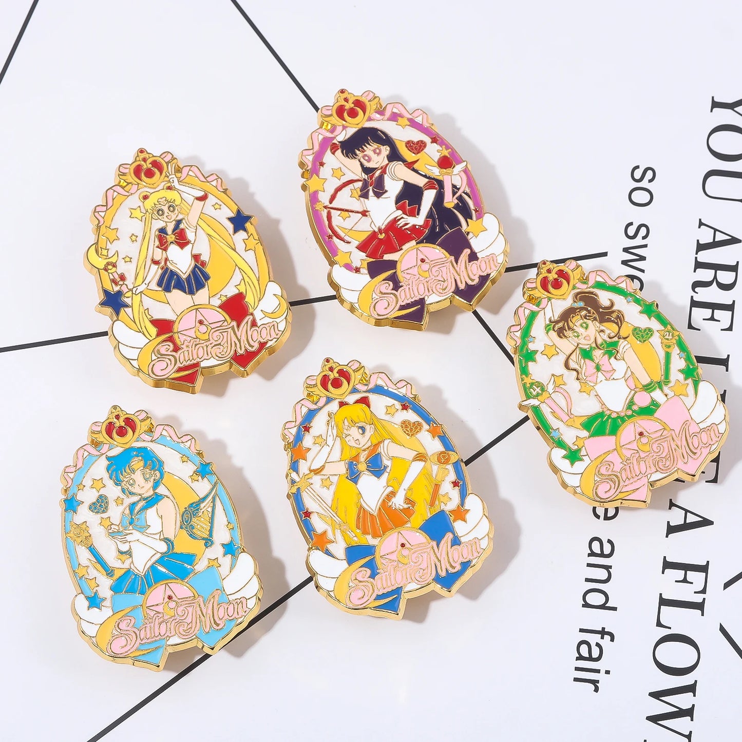 Sailor Girl Cartoon Brooch – Cute Moon & Stars Enamel Pin for Bags, Clothes & Jewelry