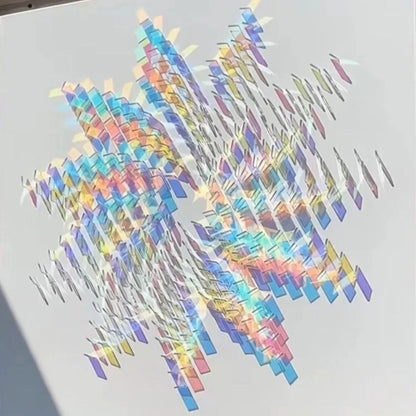 Mini Rainbow Holographic Acrylic Tiles - Decorative Double-Sided Craft Squares