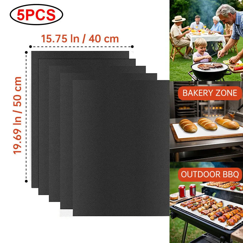 Reusable BBQ Grill & Oven Mat - Non-Stick Heat Resistant Baking Liner for Grilling, Cooking & Oven Protection