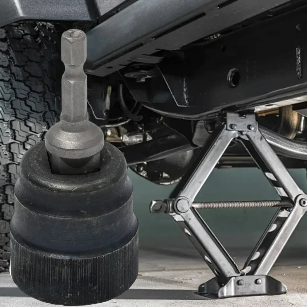 Scissor Jack Adapter Socket — Universal Chrome Vanadium Steel Tool for Electric Impact Drill & Car Jack Lifting