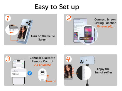 Vlog Selfie Monitor Screen for Phone – Rear Camera Display with MagSafe Magnetic Mount and Wireless Connection for Live Streaming
