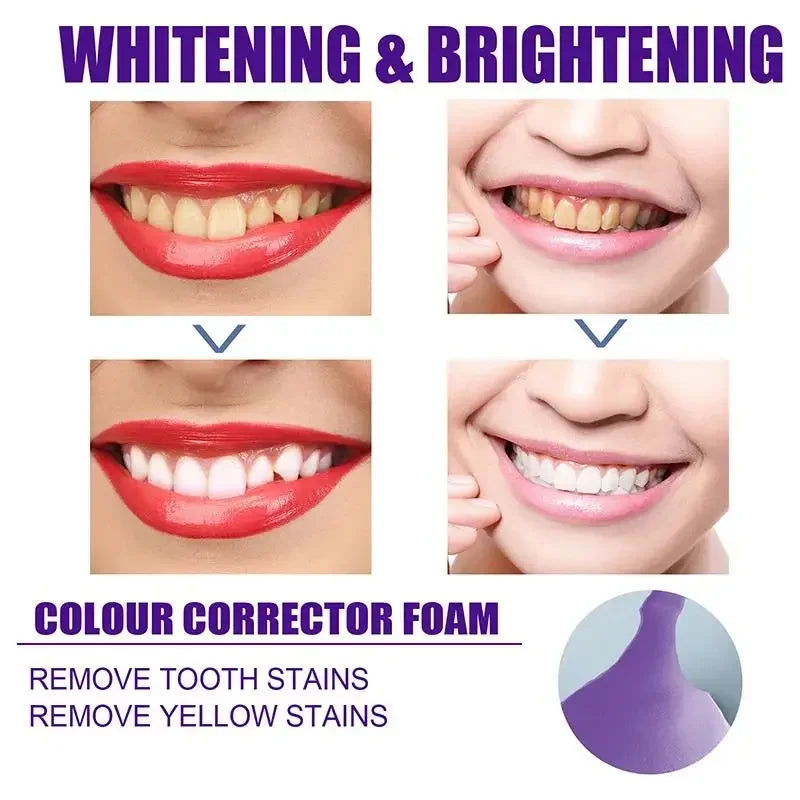 50ML V34 Purple Whitening Toothpaste – Brighten Teeth, Remove Stains & Foam Cleaning for Oral Care