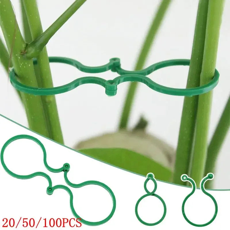 Plastic Garden Vine Strapping Clips - 20/50/100Pcs Tie Plant Bundled Buckle Ring Holder for Tomato Plants and Garden Support