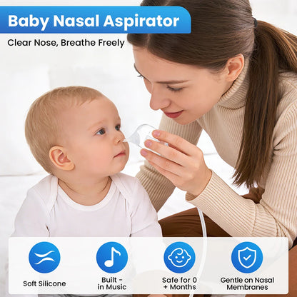 Baby Electric Nasal Aspirator - Rechargeable Infant Nose Cleaner with Built-In Music and Nursery Rhymes