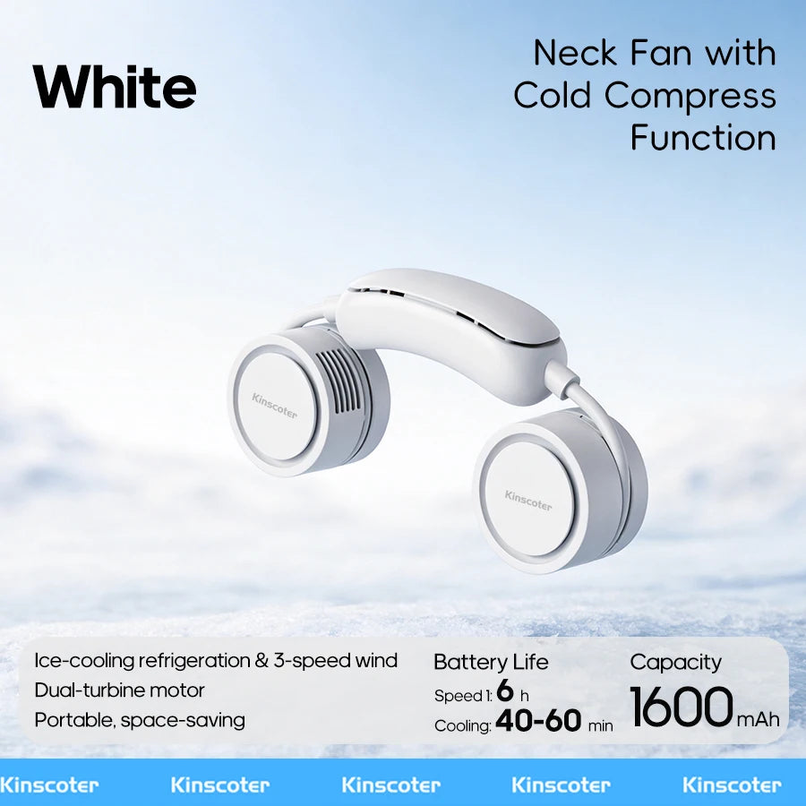 Portable Foldable Neck Fan – 1600mAh USB Rechargeable Personal Cooling Fan, Silent Mini Hands-Free Fan for Sports, Travel & Outdoor Use
