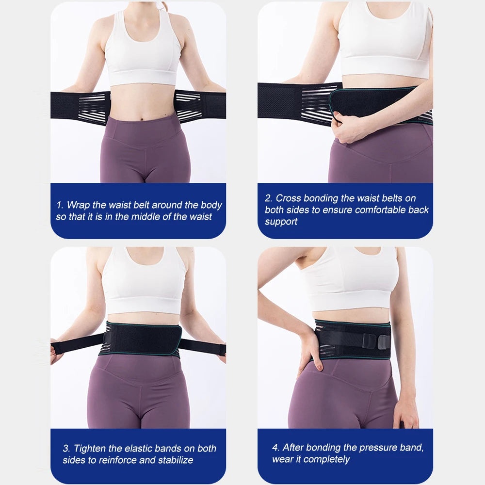 Adjustable Lower Back Brace for Pain Relief – Lumbar Support Belt for Sciatica, Breathable Design with 4 Steel Stays for Stability