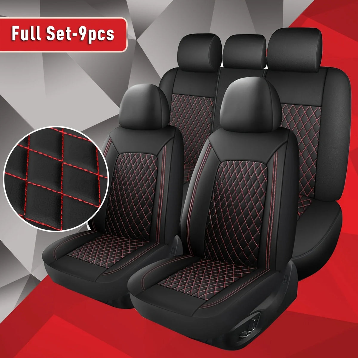 Universal PU Leather Driver Seat Cover - Single-Line Diamond Grid Car Seat Protector
