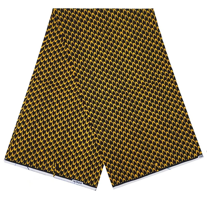 Cotton Batik Ankara Fabric - 100% African Wax Print Bronzing Golden Fabric 6 Yards for Dresses & Crafts