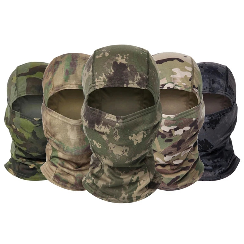 Camouflage Balaclava Hat – Full Face Mask for Cycling, Hunting, Hiking, Skiing – Motorcycle Helmet Inner Cap