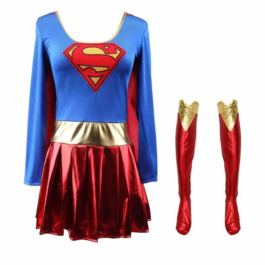 Women’s Supergirl Superhero Costume – Fancy Dress Outfit for Party & Halloween