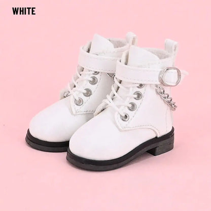 5–15cm Fashion Doll Leather Shoes – Casual Cotton Boots with Chain for 1/6 BJD Dolls