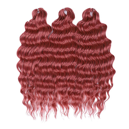 FASHION IDOL 24" Deep Wave Crochet Hair - 3-Piece Synthetic Water Wave Braiding Extensions, Ombre Rainbow Twist Hair
