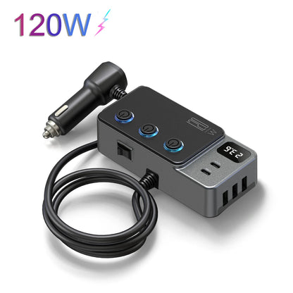 Car Cigarette Lighter USB Charger Splitter - 35W PD & QC3.0 Multi-Port 12V/24V Car Power Adapter with USB-C