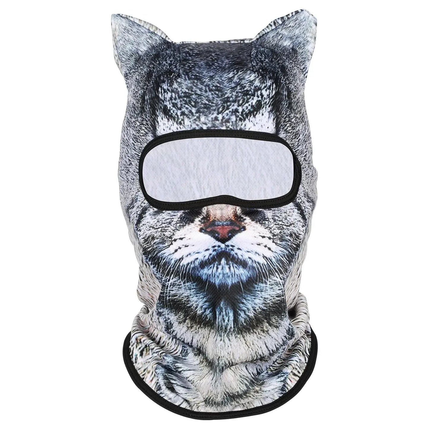 3D Cat Ski Balaclava - Cute Animal Face Covering Full Face Hood Mask for Motorcycle, Skiing & Snowboarding