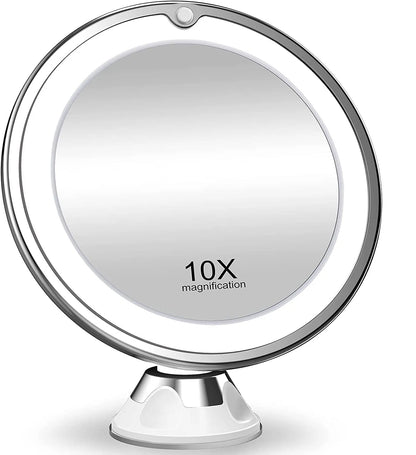 Portable LED Touch Screen 10x Magnifying Mirror with Flexible Design - Ideal for Makeup on Dressing Tables - Battery Operated