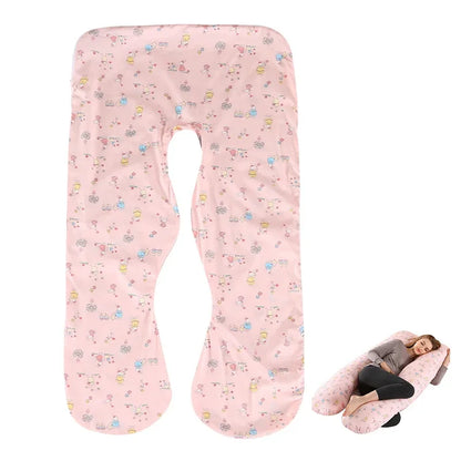Cotton Maternity U-Shaped Body Pillow Case – 140/150cm Removable & Washable Cover for Pregnancy Support