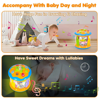 4-in-1 Baby Tummy Time Toy – Sea Animal Sensory Learning Toy with Lights, Music, and Projector for Infants and Toddlers