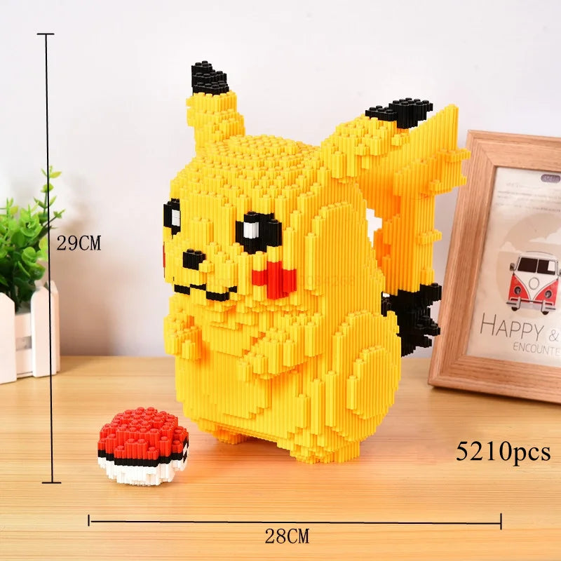 5210PCS Anime Pokemon Pikachu Diamond Micro Building Blocks - Mini Bricks Model, Challenging Decompression Toy Gift