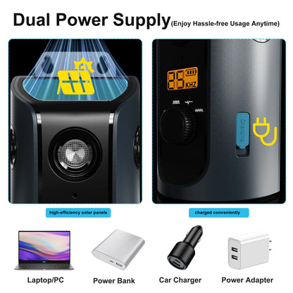 PATPET U13 Ultrasonic Dog Training Device - Portable Anti-Barking Tool with Solar Charging & Rechargeable Battery