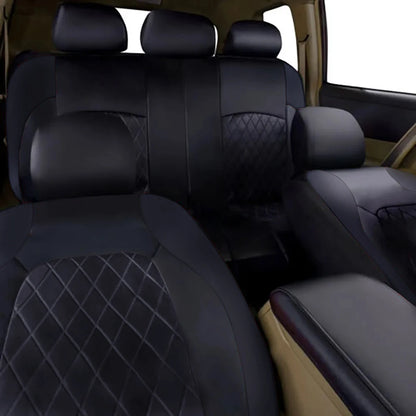Universal 4PCS Faux Leather Car Seat Covers - All-Season Quilted Interior Seat Protector Set