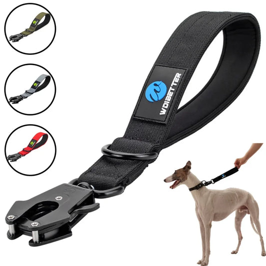 Heavy-Duty Nylon Dog Collar with Traffic Lead – Short Military-Style Leash with Metal Buckle for Large Dogs & Puppies