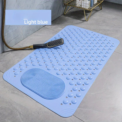 Light Blue Non-Slip PVC Bath Mat – Rectangular Shower Rug with Massage Nubs, 0.8cm Thick Dot Pattern for Bathroom Safety