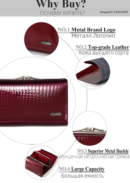 Women’s Genuine Leather Short Wallet – Fashion Alligator Hasp & Zipper Coin Purse AE2155