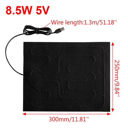 USB Heating Pad - Folding Heated Sheet for Car Seat, Waterproof Seat Warmer for Pets, Reptiles, and Animals - Winter Warm Heater Mat