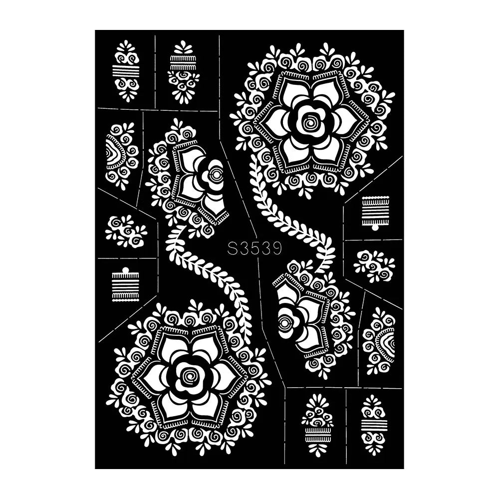 Reusable Henna Stencil Templates for Hand & Body – Floral Tattoo Stencils for Women, Weddings & Festivals Body Art Makeup Tools