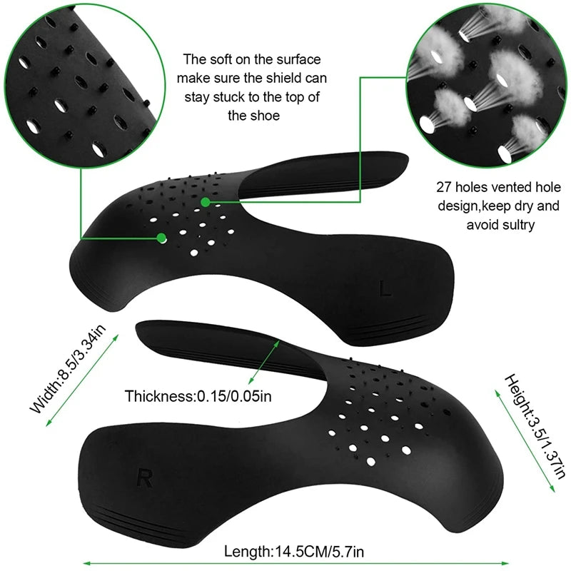 4Pcs Crease Protector & Shoe Head Stretcher - Anti-Crease Sneaker Support & Toe Cap for Wrinkle-Free Shoes