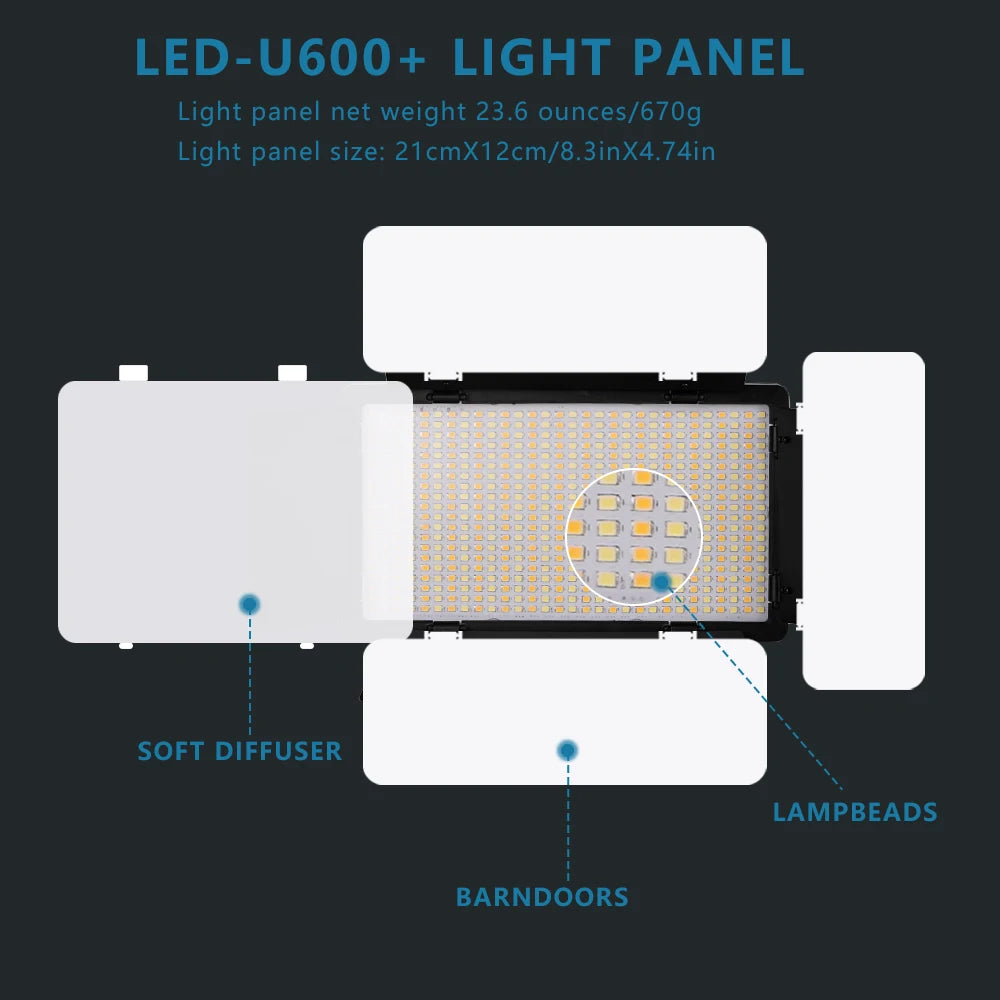 U800 RGB LED Photo Studio Light – Video Recording Panel Lamp for YouTube, TikTok & Live Streaming