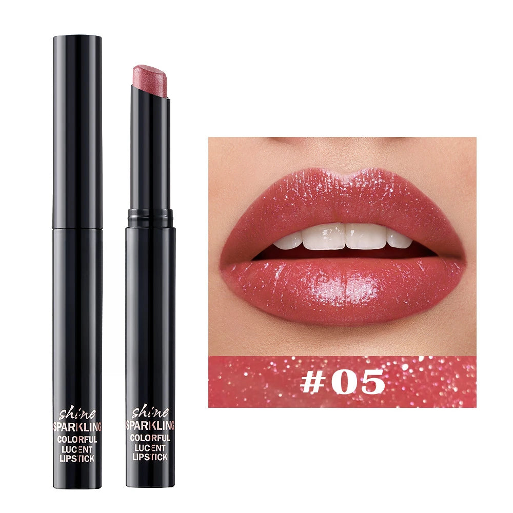 Diamond Pearlescent Waterproof Lipstick – Long-Lasting Matte Velvet Red Lip Makeup Cosmetics