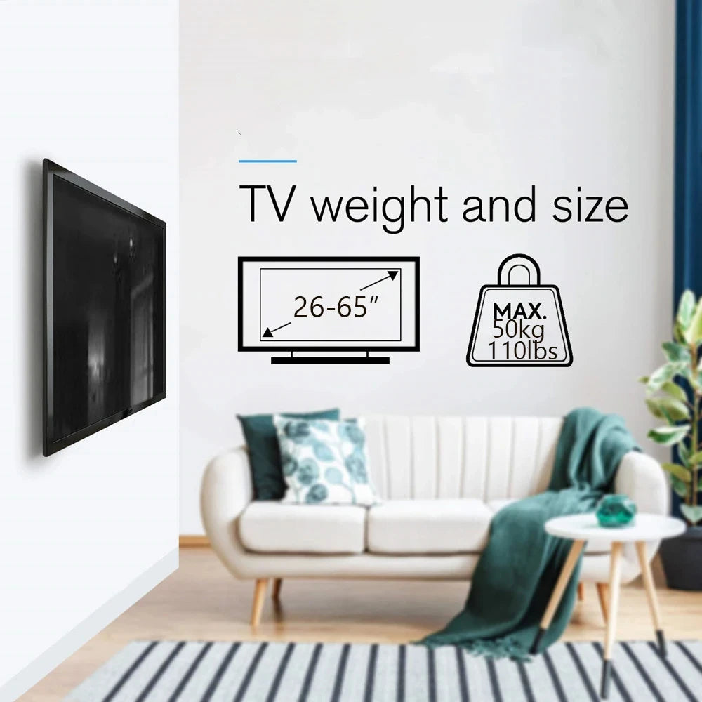 26–65in Universal TV Wall Mount – Adjustable Low Profile Bracket for LCD & LED Monitors