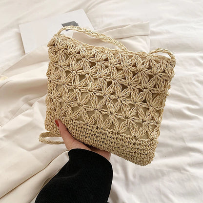 Woven Straw Crossbody Bag - Small Fashionable Shoulder Handbag for Women