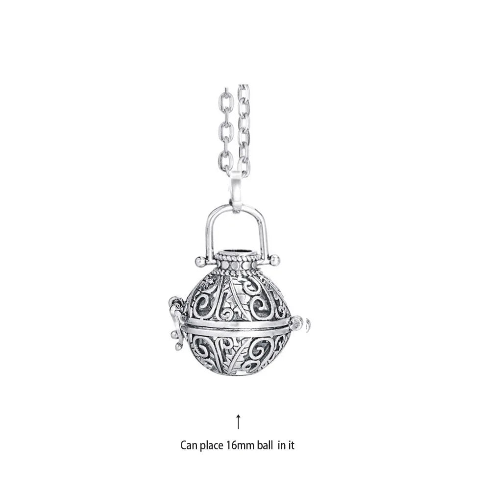 Vintage Mexico Angel Ball Chime Necklace – Antique Locket Aromatherapy Essential Oil Diffuser