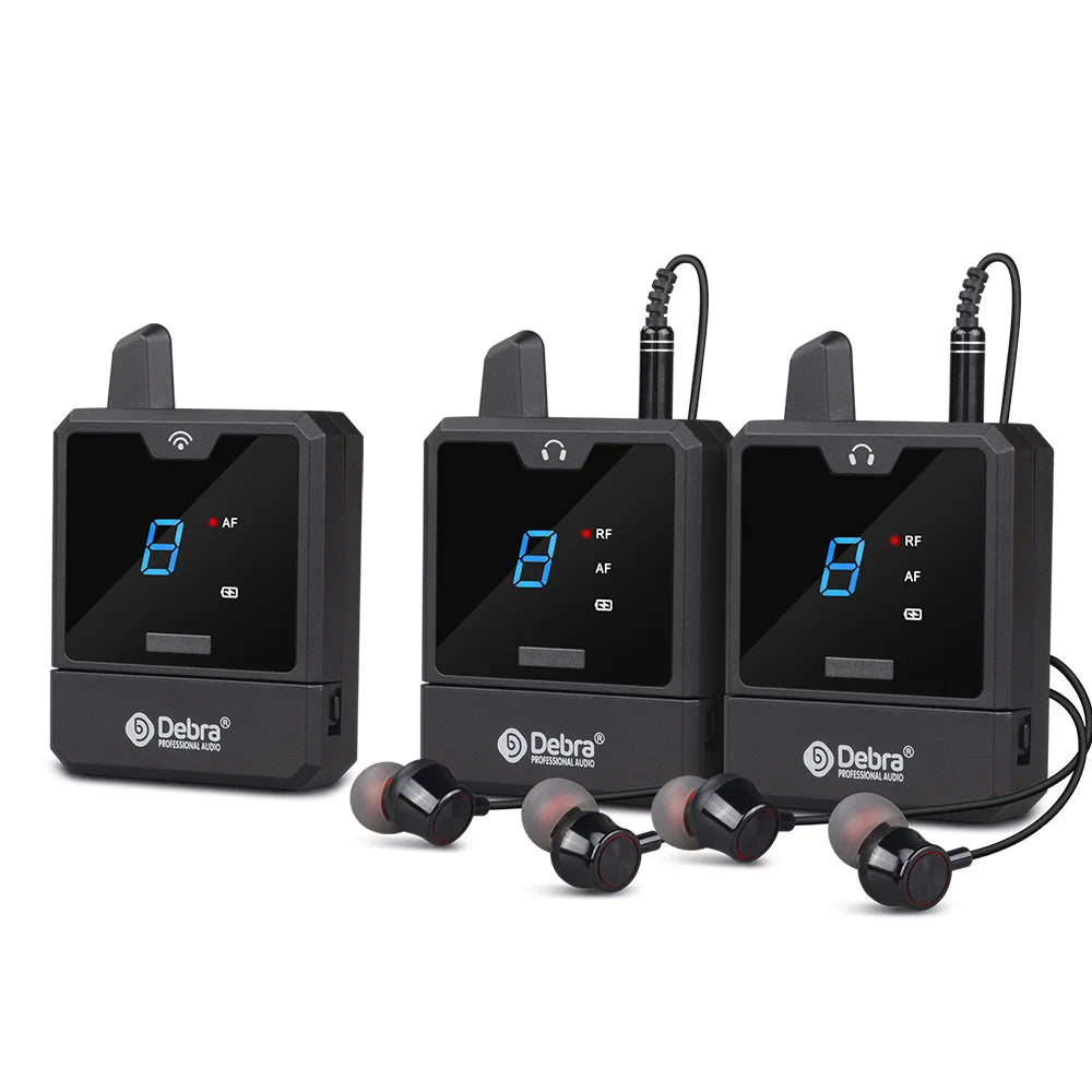 Debra Portable UHF IEM Wireless In-Ear Monitor System – Rechargeable Audio Mini for Music, Live Broadcast & Audio Monitoring