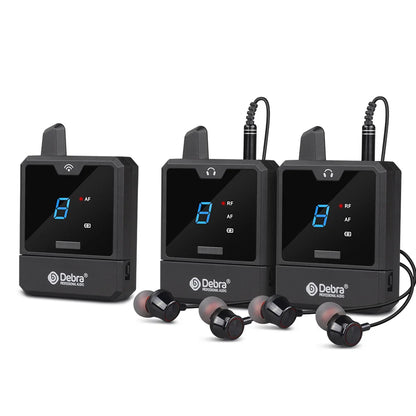 Debra Portable UHF IEM Wireless In-Ear Monitor System – Rechargeable Audio Mini for Music, Live Broadcast & Audio Monitoring
