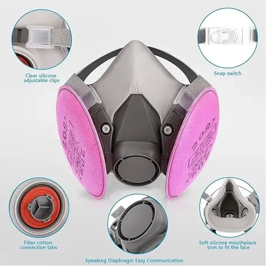 6200 Half-Face Dust & Gas Respirator Mask – With 2097 Filter for Painting, Spraying, Welding & Grinding Safety