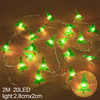 2M 20LED Santa Claus & Snowflake Light String – Christmas Decoration for Home, Xmas Tree, Kids Gift, and New Year 2025