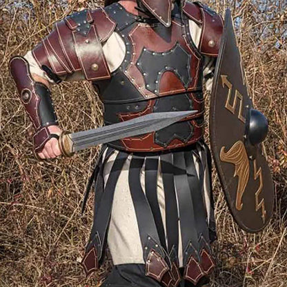 Medieval Greek & Roman Gladiator Armor – PU Leather Cuirass Shoulder & Chest Plate for Viking Warrior, Knight Cosplay & LARP Costume