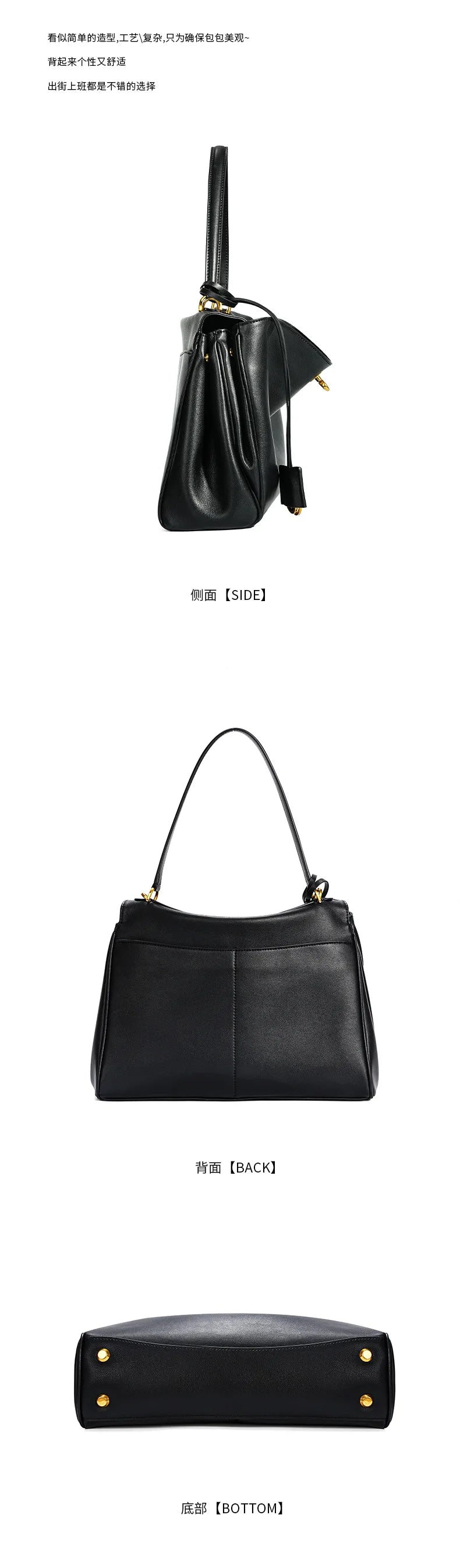 New Rodeobag Leather Kelly Bag — Women’s Large Capacity Fashion Handbag with Advanced Lock, High-End Underarm Bag