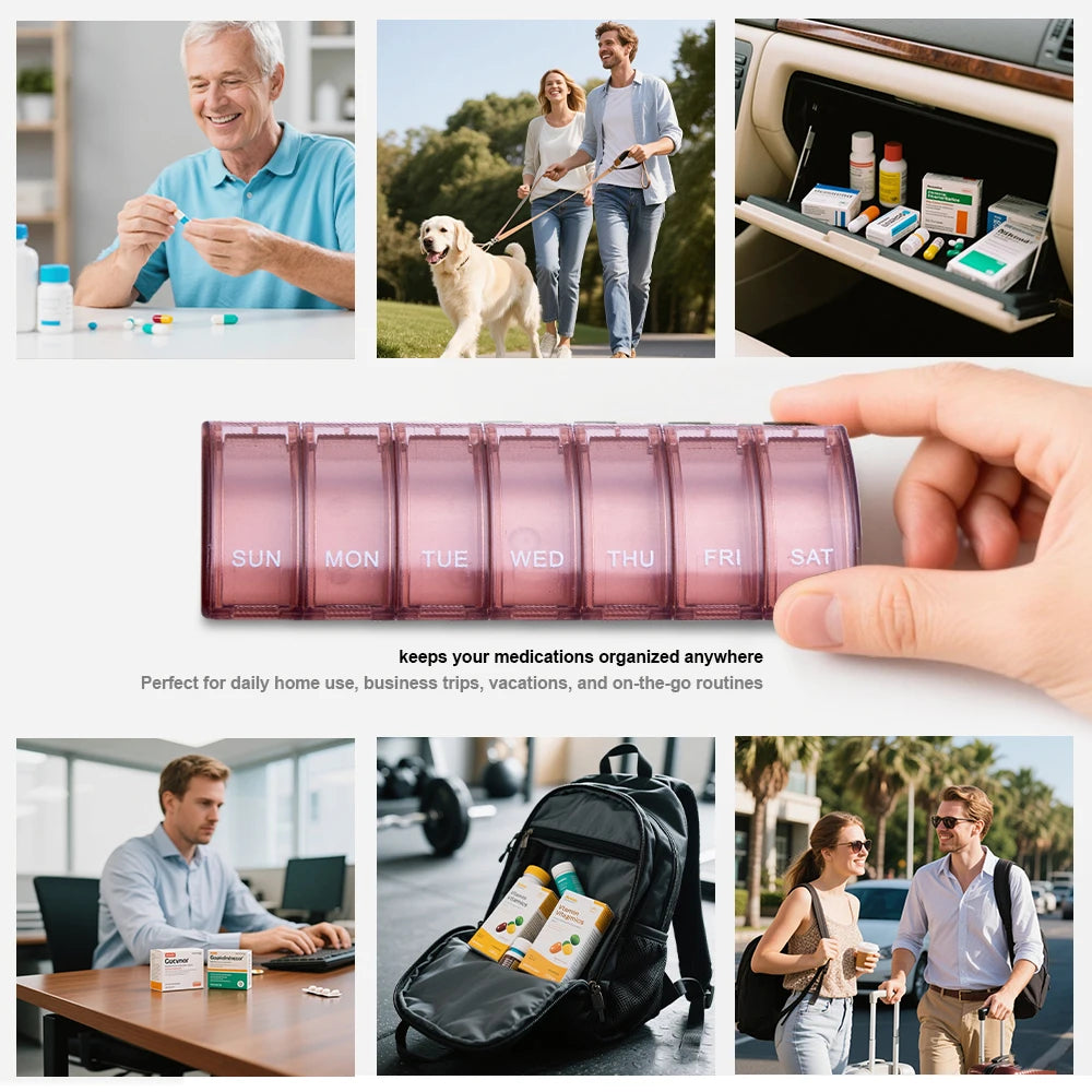 Weekly Pill Organizer - Extra-Large Medicine & Vitamin Planner Case for Travel and Daily Use